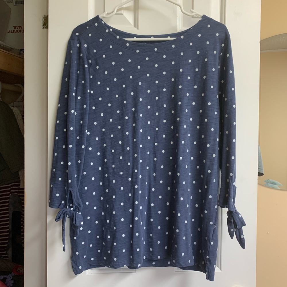 Old Navy Polka Dot Tie Detail Blue Top